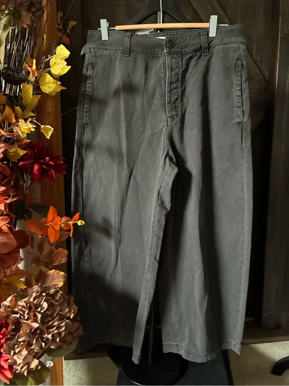 Free People Wide Leg Flared Jeans in Black balloon leg